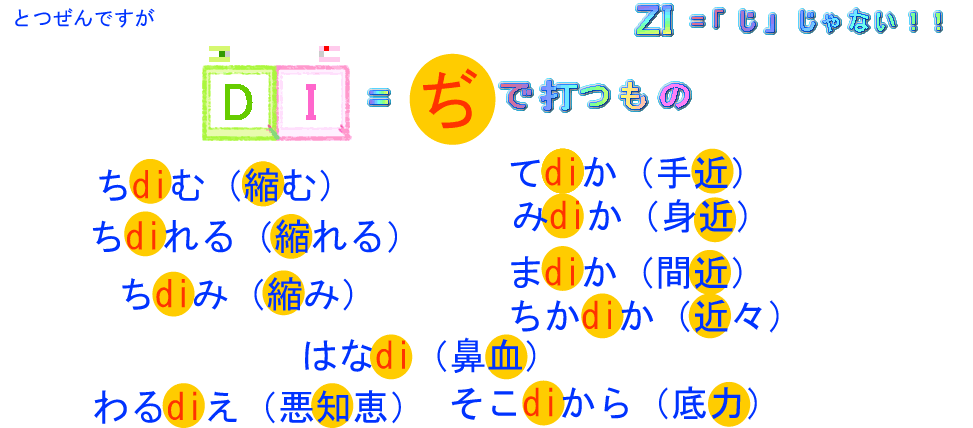diで打つもの（仮名遣い）